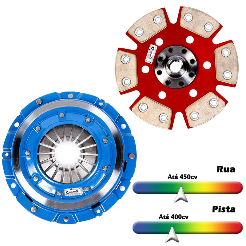 Embreagem de Cerâmica 1400lb sem mola 6 pastilhas VW 1500/ 1600 Fusca/ Brasília após 73 motor a ar