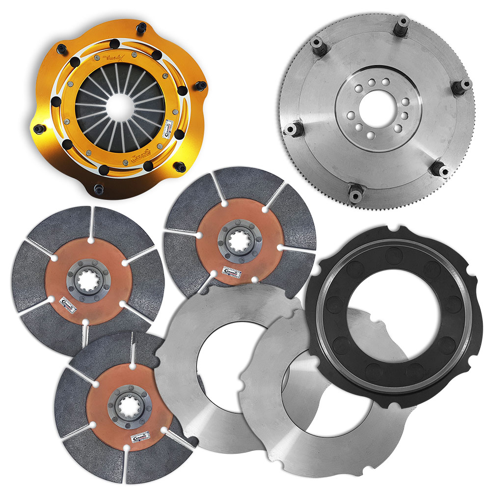 Embreagem Multidisco Xtreme 3 Discos Carbono Ajustável 250 Volante Pesado Opala 4 e 6 cilindros até 1973 Estria Grossa