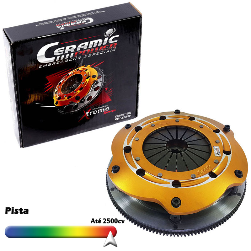 Embreagem Multidisco Xtreme 3 Discos Carbono Ajustável 250 Volante Pesado Opala 4 e 6 cilindros até 1973 Estria Grossa
