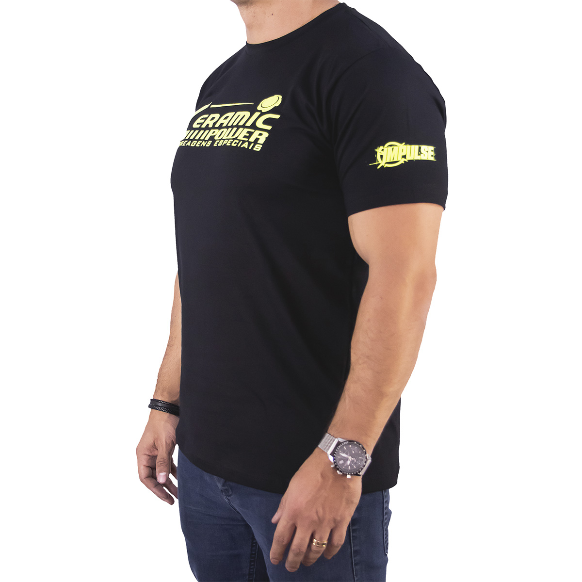Camiseta Preta Logo Neon Ceramic Power PP – P – M – G – GG – XG