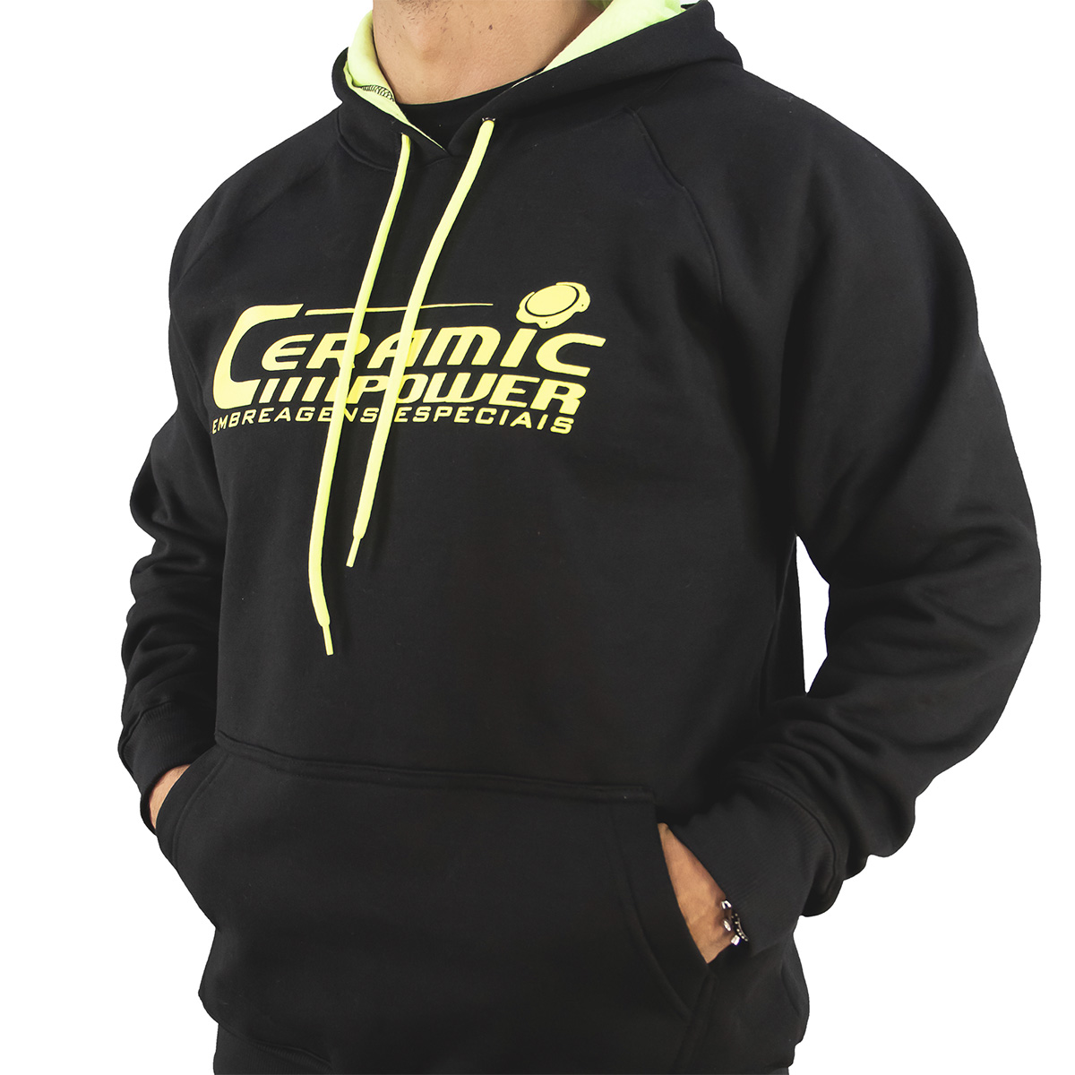 Blusa Moleton Logo Ceramic Power Amarelo Neon Unisex - PP - P - M - G - GG - XG